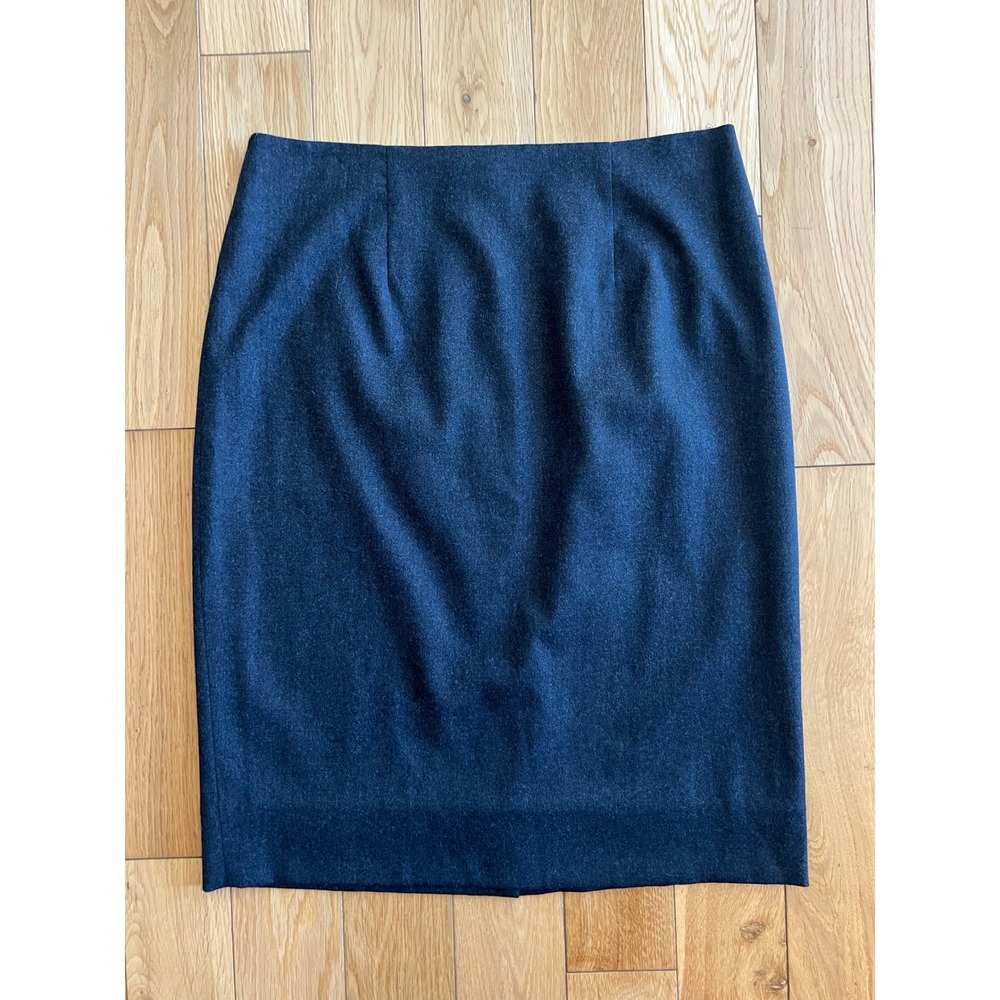 Oscar de la Renta Gray Wool Blend Pencil Skirt Knee Length Lined Womens Size 8